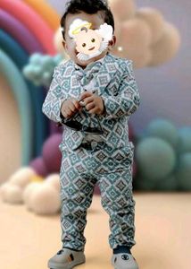 Boys Blue Patterned Suit Set