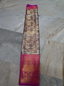 Elegant Floral Saree with Pink Border