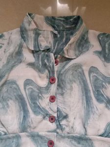 White Blue Semi Formal Top