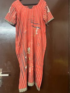 Striped Floral Print Kurti With Salwar