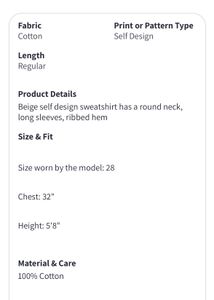 Levis Women Beige Color Self Design Sweatshirt