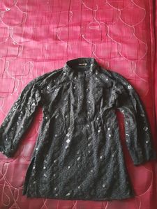 Elegant Black Embroidered Tunic Top