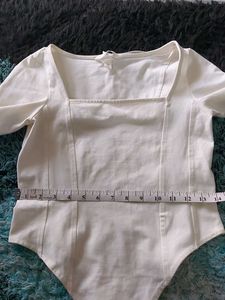 H&amp;m White Bodysuit Top