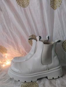 White Platform Chelsea Boots