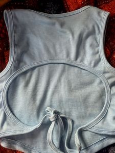 Cute Light Blue Backless Tank Top