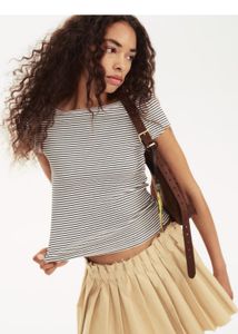 Preppy Smoked Off Shoulder Vintage Top
