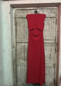 Red Square Neck Maxi Dress