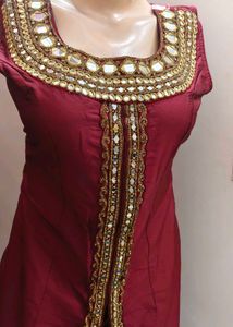 Elegant Maroon Ethnic kurti with skirt
