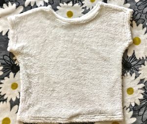 White Fuzzy Crop Top