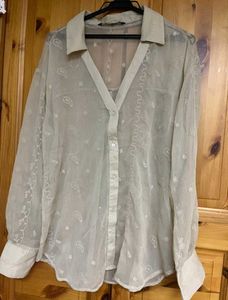 Zara Sheer Embroidered Blouse