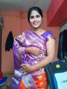 Orange With Green Colour Combination Saree