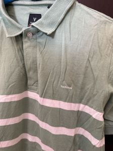 Van Heusen Green Striped Polo Shirt