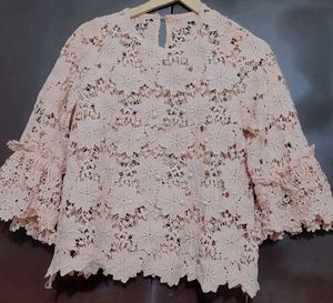 Beige Color Floral Lace Top For 36 Bust