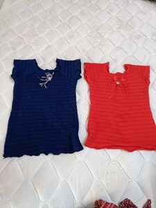 Cute Tops Red&blue