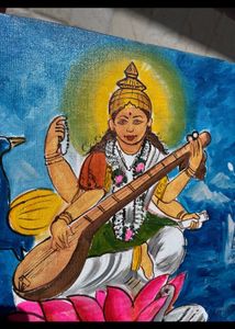 Handmade Saraswati Ji Painting