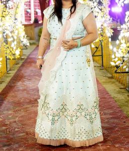 Light Blue Embroidered Lehenga Set