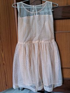 Girl&#39;s Cream Colour Net Frock