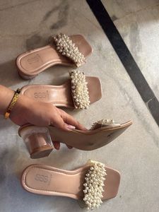 Pearl Embellished Slides  [ only 1 pair]