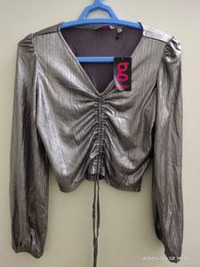Sparkly Silver Crop Top - XS