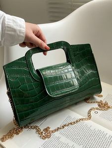 Crocodile Embossed Square Bag Handbag