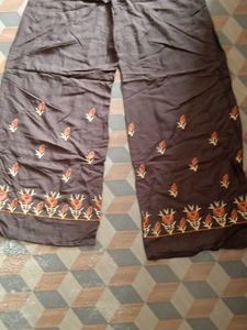 Brown Best Digins Embroidery Palazzo