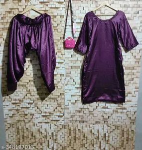 Pruple Satin Salwar Suit