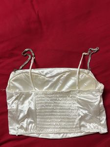 White Satin Chain Top