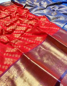 Banarasi Silk Red Ari Work Saree With Blouse