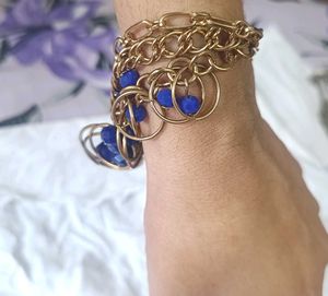 Gold &amp; Blue Layered Bracelet