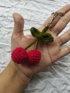 Crochet Cherry Keychain
