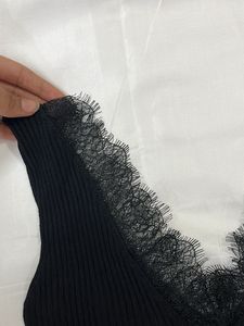 Black Lace Stretchable Tank Top