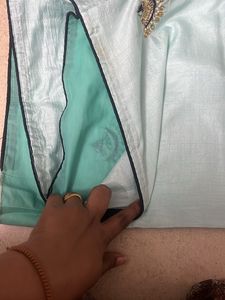 Cyan Colour Work Saree