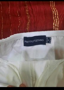 White Corset Top with Ruffle Hem