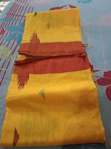 Yellow Cotton Saree for Haldi