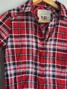 Red Plaid Shirt Top