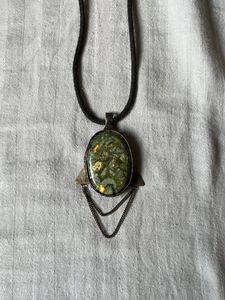 Oxidised Silver Rainforest Jasper Pendant