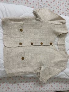 Viral Buttoned Top In Khakhi Color