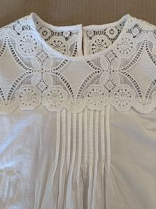 New White Lace Detail Top