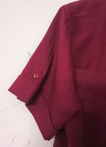 Burgundy Button-Down Top