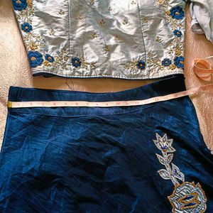 🛍️Blue &amp; Grey Embroidered Lehenga Choli⭐⭐
