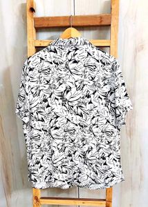 White Printed Cotton Shirt Size-40-42