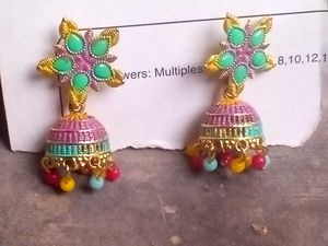 Vibrant Floral Jhumka Earrings