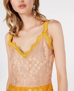 FOXIEDOXTwo-tone Crochet Maxi Gown In Yellow/ivory
