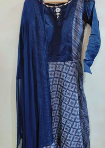 Blue Anarkali Full Length Dress with Duppata Women