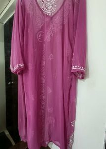 Angarakha Onion Pink Chikankari Kurti