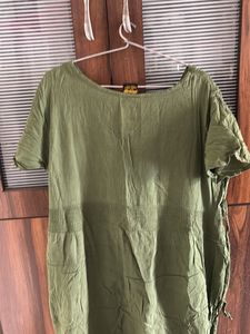 Green Cotton Blend Dress