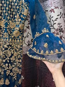Blue Heavy Lehenga For Kids.
