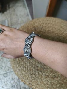Silver Replica Antique Look Kada Bangle