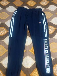 Navy Blue Striped Casual Joggers
