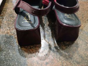 Burgundy Mary Jane Heels - Size 38
